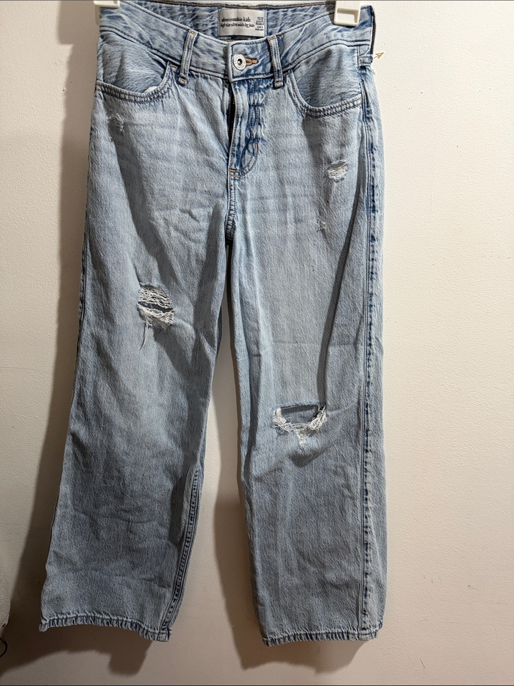 abercrombie kids Light Blue Distressed Straight Leg Jeans